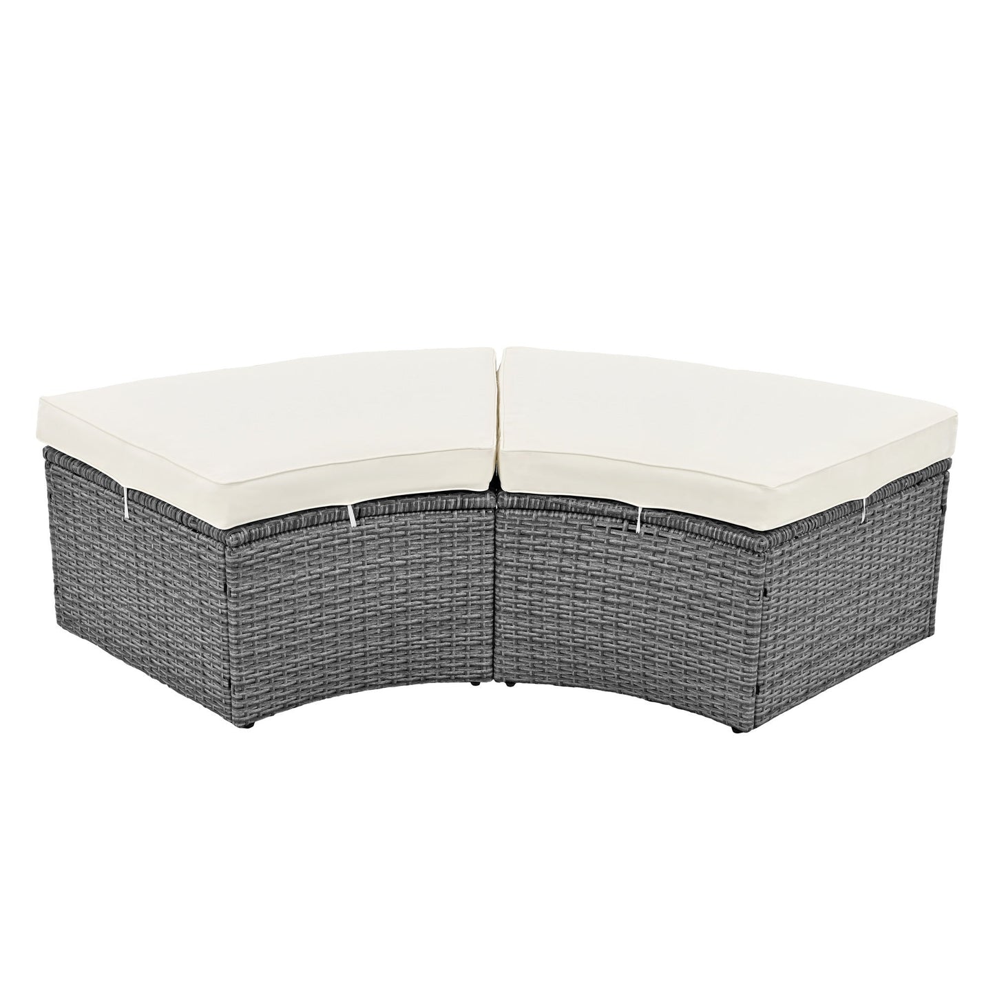 Patio 5-Piece Round Rattan Sectional Sofa Set