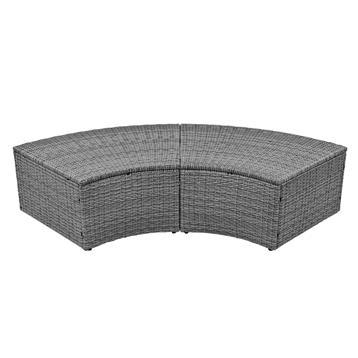 Patio 5-Piece Round Rattan Sectional Sofa Set