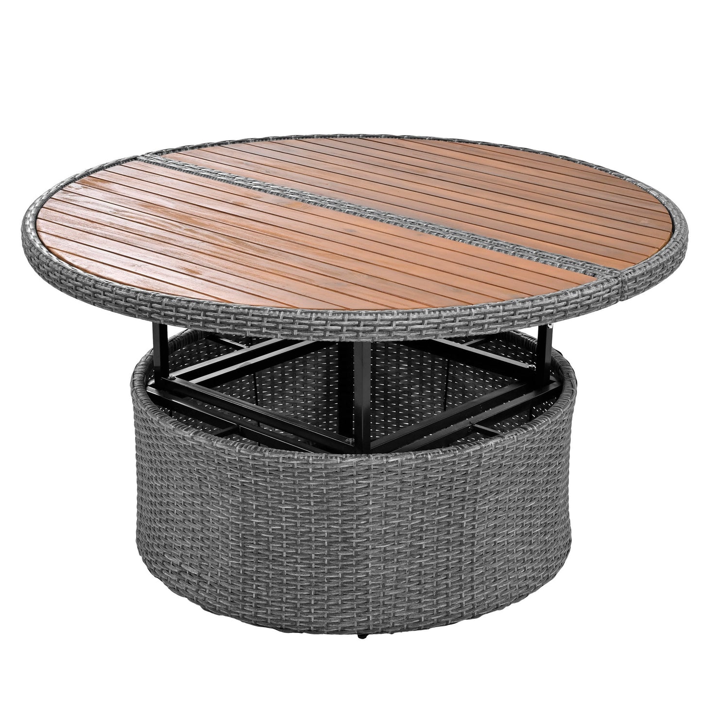 Patio 5-Piece Round Rattan Sectional Sofa Set