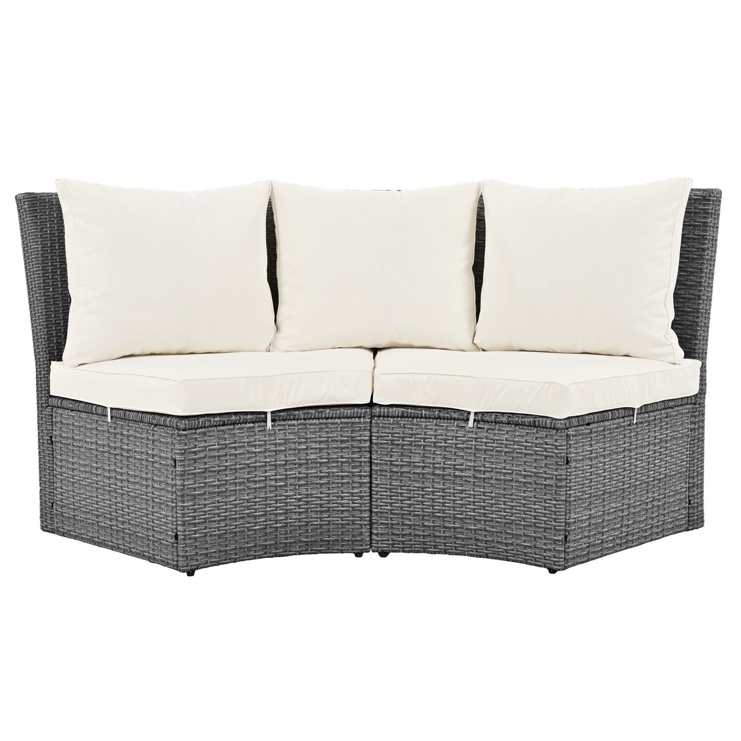 Patio 5-Piece Round Rattan Sectional Sofa Set