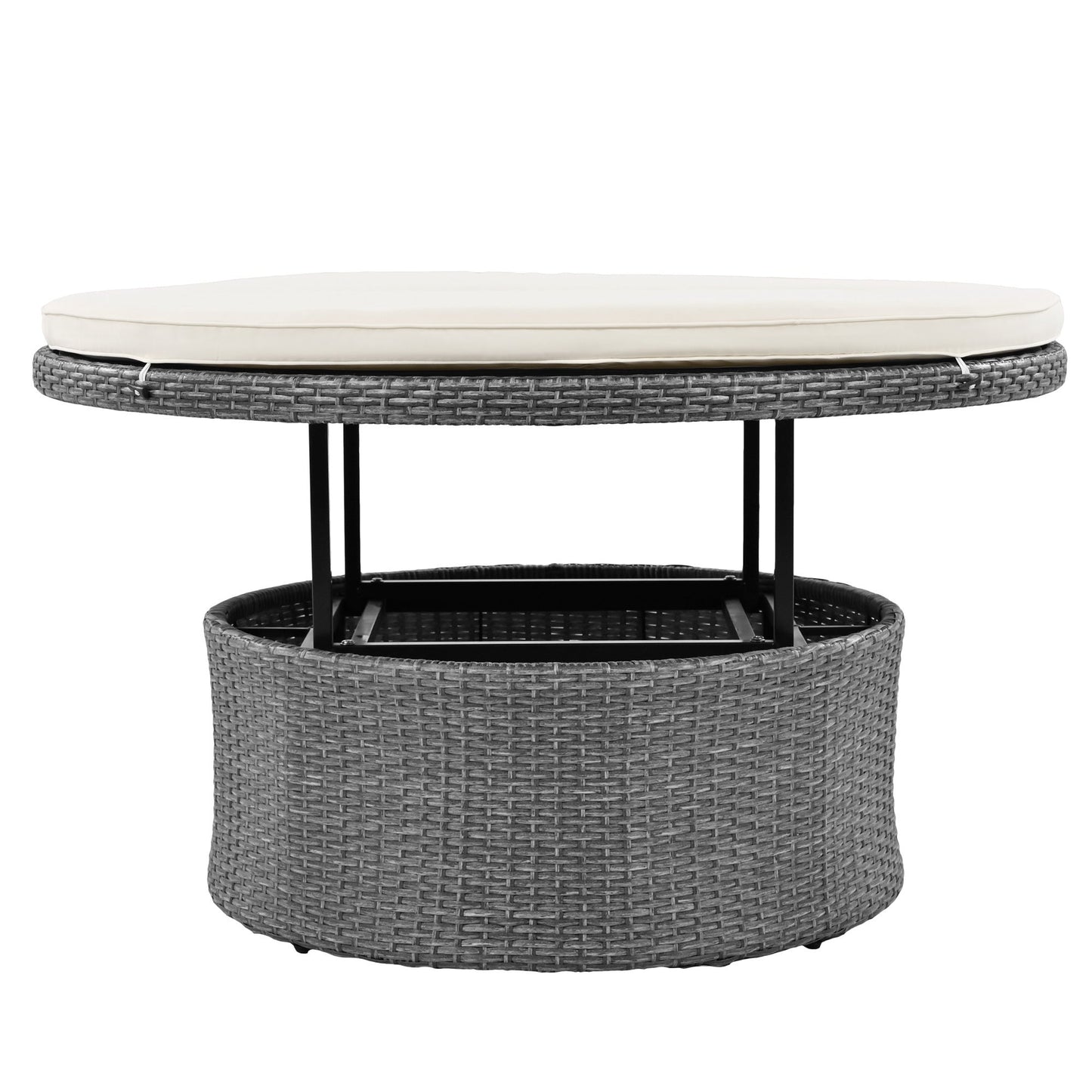 Patio 5-Piece Round Rattan Sectional Sofa Set