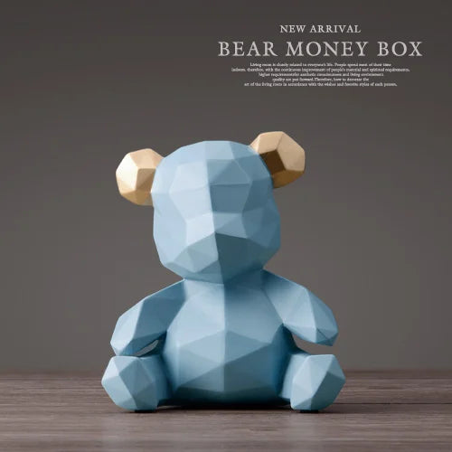 Piggy Bank Teddy Bear Figurine