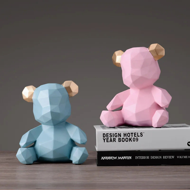 Piggy Bank Teddy Bear Figurine