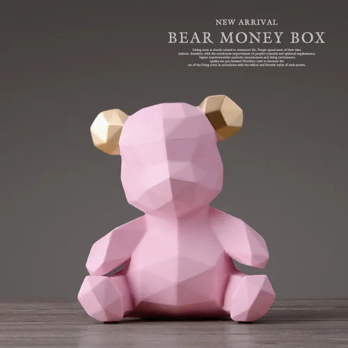 Piggy Bank Teddy Bear Figurine