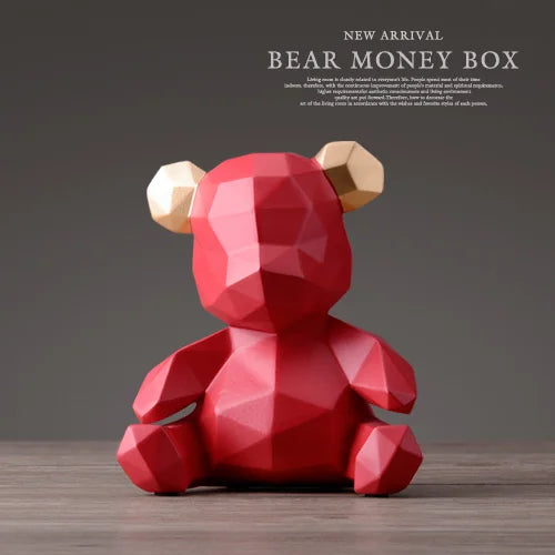 Piggy Bank Teddy Bear Figurine