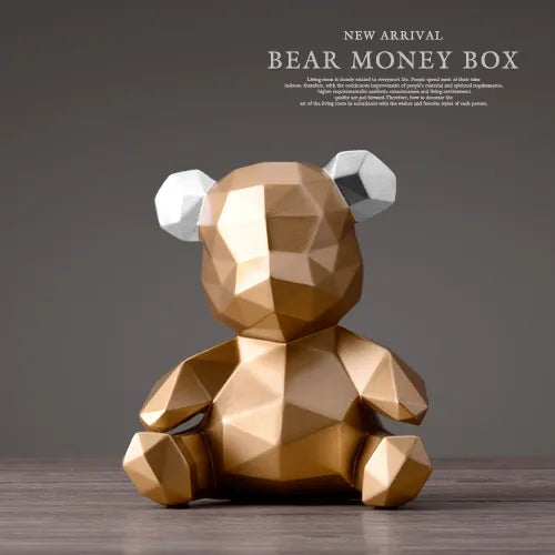 Piggy Bank Teddy Bear Figurine