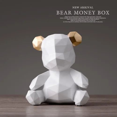 Piggy Bank Teddy Bear Figurine