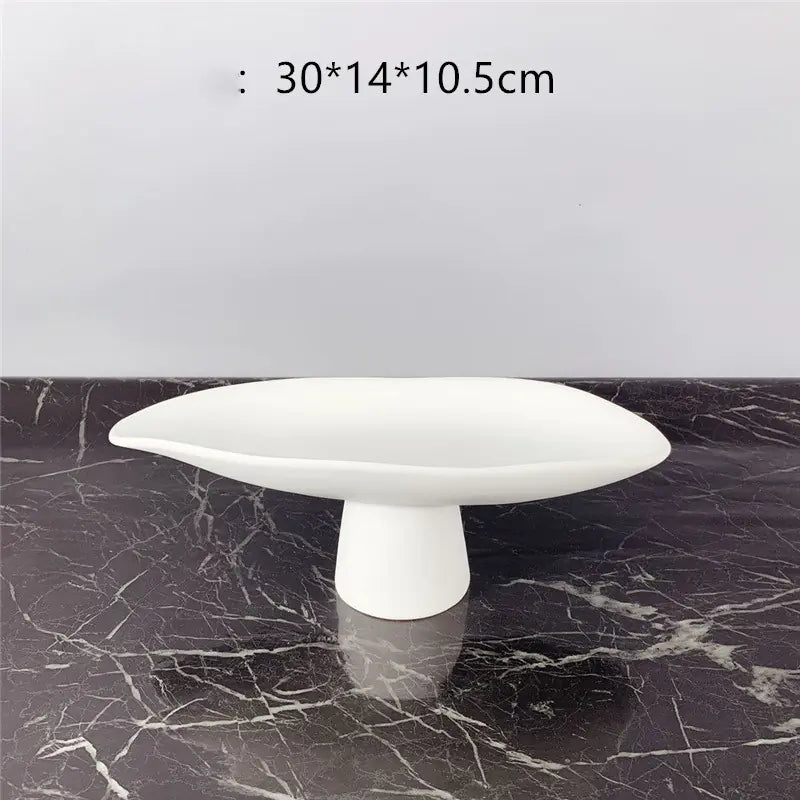 Black and White Resin Tall Fruit Plate Nordic Decor