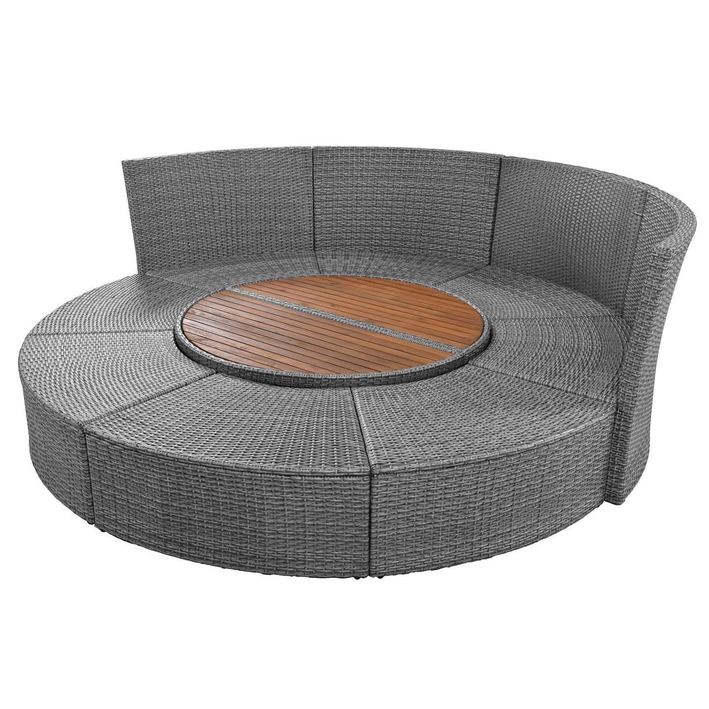 Patio 5-Piece Round Rattan Sectional Sofa Set