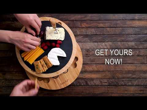 Round Bamboo Cheese Board & Knife Set