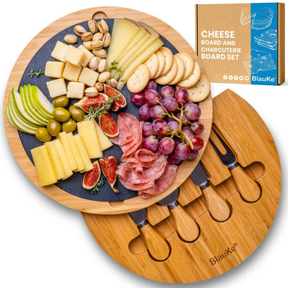 Round Bamboo Cheese Board & Knife Set