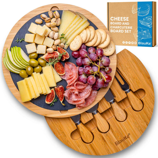 Round Bamboo Cheese Board & Knife Set