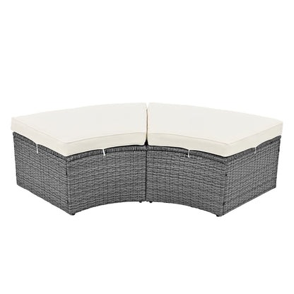 Patio 5-Piece Round Rattan Sectional Sofa Set