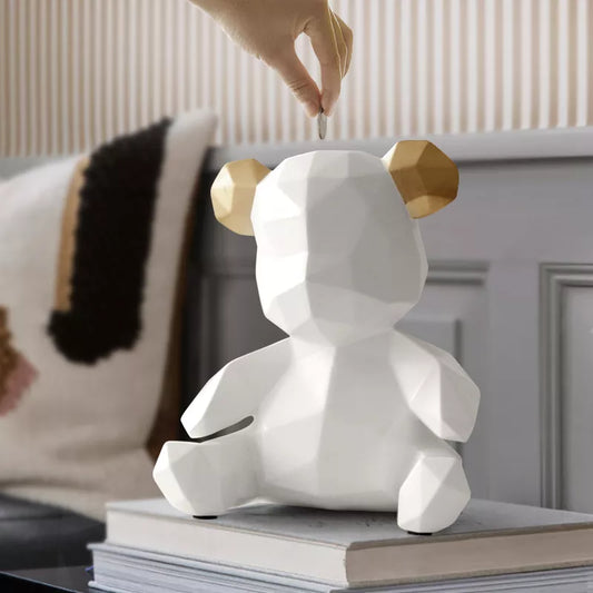 Piggy Bank Teddy Bear Figurine