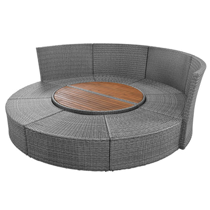 Patio 5-Piece Round Rattan Sectional Sofa Set